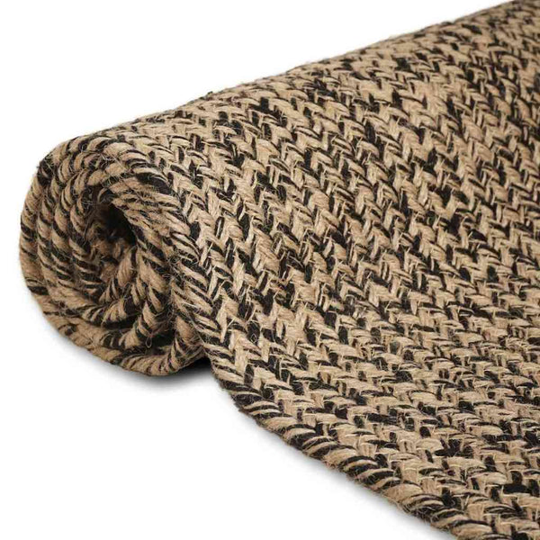 Alue Matto Luonnollinen ja musta 120 x 120 cm Juutti