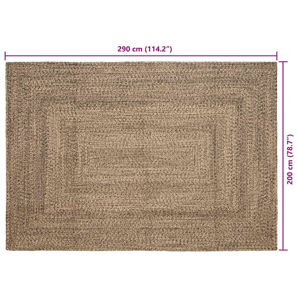 Alue Matto Luonnollinen ja musta 200 x 290 cm Juutti