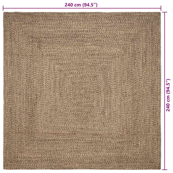Alue Matto Luonnollinen ja musta 240 x 240 cm Juutti
