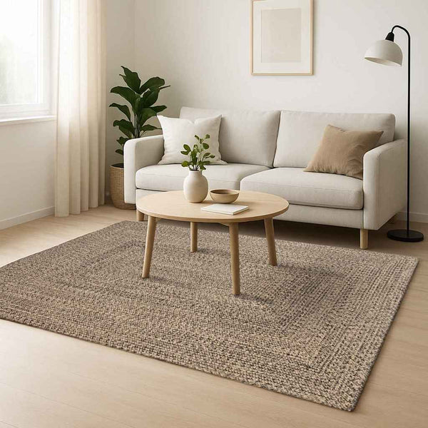 Alue Matto Luonnollinen ja musta 240 x 340 cm Juutti