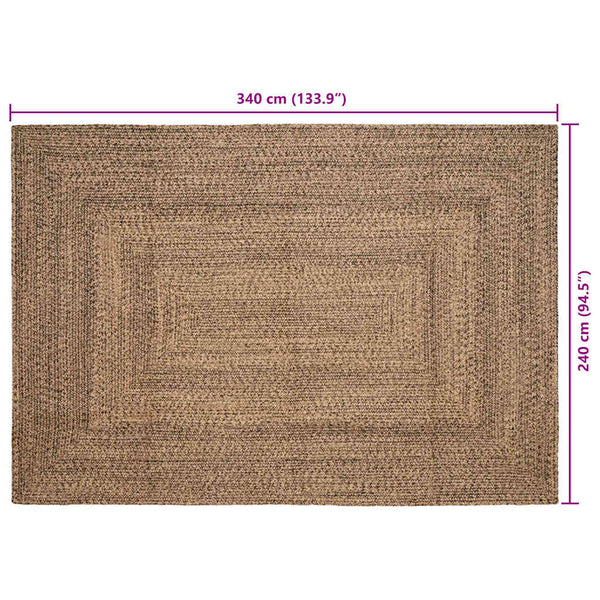 Alue Matto Luonnollinen ja musta 240 x 340 cm Juutti