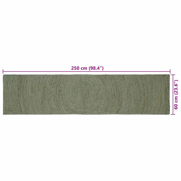 Alue matot Oliivinvihreä 60 x 250 cm Juutti