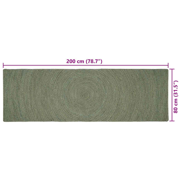 Alue matot Oliivinvihreä 80 x 200 cm Juutti