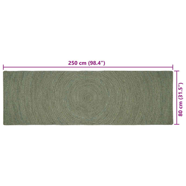 Alue matot Oliivinvihreä 80 x 250 cm Juutti