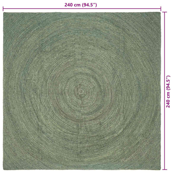 Alue matot Oliivinvihreä 240 x 240 cm Juutti