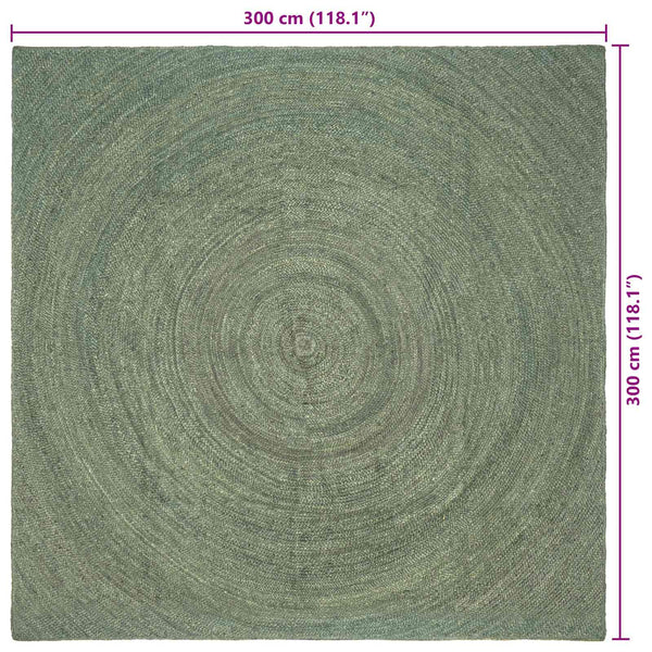 Alue matot Oliivinvihreä 300 x 300 cm Juutti