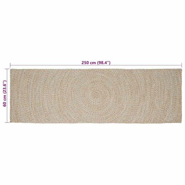 Alue Matto Luonnollinen ja valkoinen 60 x 250 cm Juutti