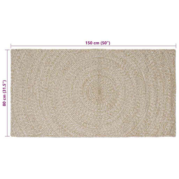 Alue Matto Luonnollinen ja valkoinen 80 x 150 cm Juutti