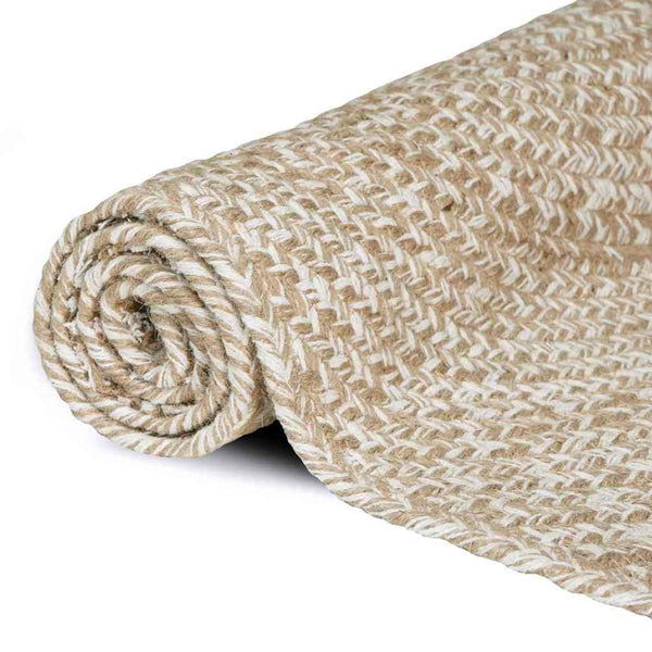 Alue Matto Luonnollinen ja valkoinen 80 x 250 cm Juutti