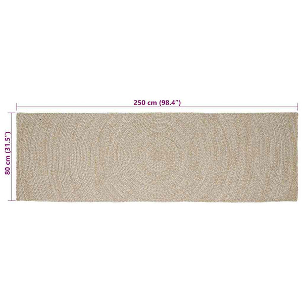 Alue Matto Luonnollinen ja valkoinen 80 x 250 cm Juutti