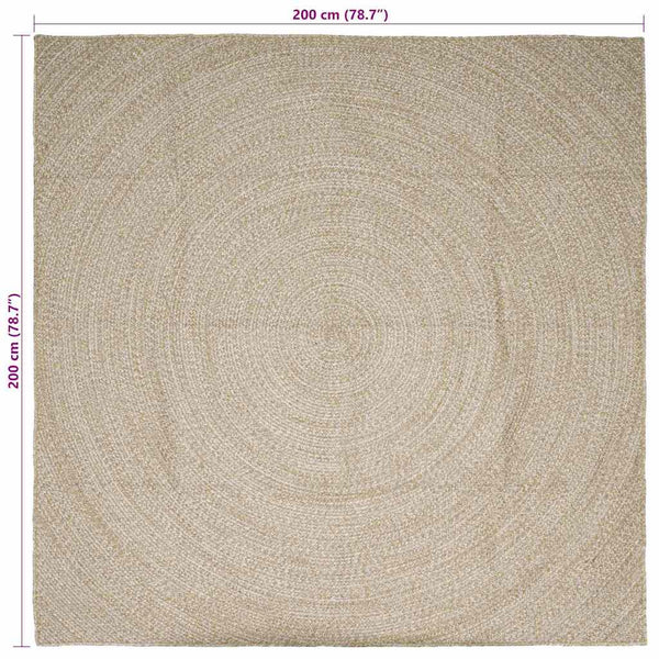 Alue Matto Luonnollinen ja valkoinen 200 x 200 cm Juutti