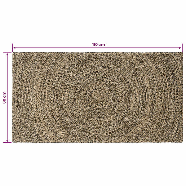 Alue Matto Luonnollinen ja musta 60 x 110 cm Juutti
