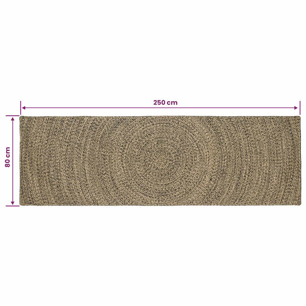 Alue Matto Luonnollinen ja musta 80 x 250 cm Juutti