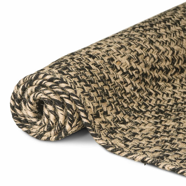 Alue Matto Luonnollinen ja musta 120 x 120 cm Juutti