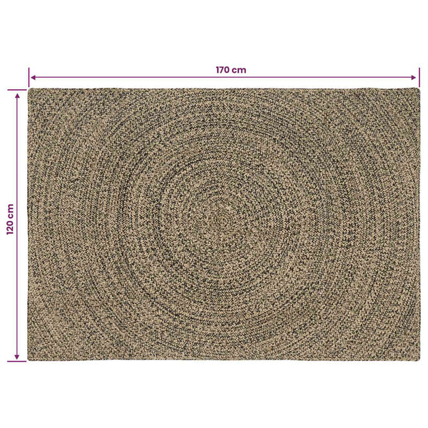 Alue Matto Luonnollinen ja musta 120 x 170 cm Juutti