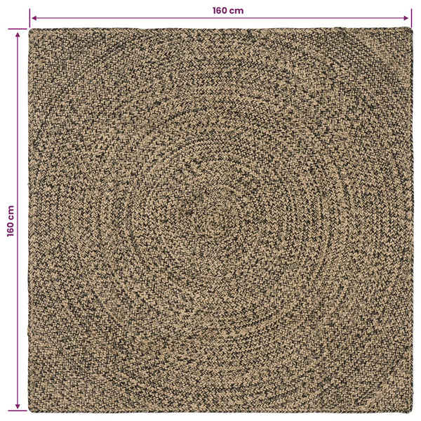 Alue Matto Luonnollinen ja musta 160 x 160 cm Juutti