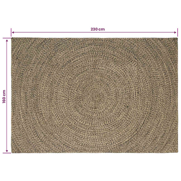 Alue Matto Luonnollinen ja musta 160 x 230 cm Juutti