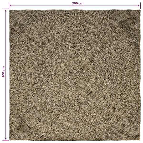 Alue Matto Luonnollinen ja musta 200 x 200 cm Juutti