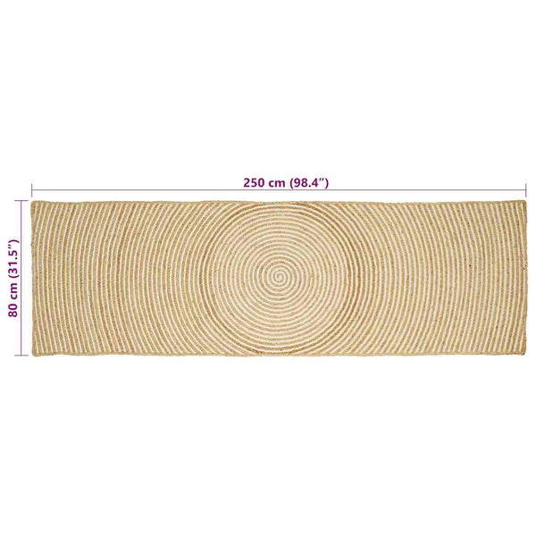 Alue Matto Luonnollinen ja valkoinen 80 x 250 cm Juutti