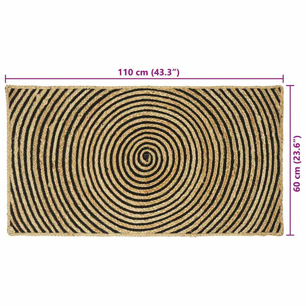 Alue Matto Luonnollinen ja musta 60 x 110 cm Juutti