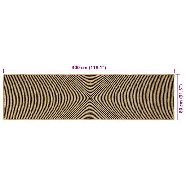 Alue Matto Luonnollinen ja musta 80 x 300 cm Juutti