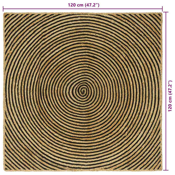 Alue Matto Luonnollinen ja musta 120 x 120 cm Juutti