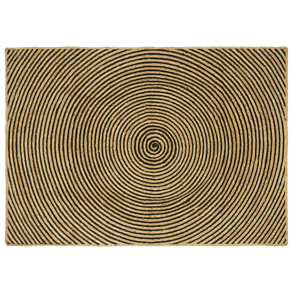 Alue Matto Luonnollinen ja musta 120 x 170 cm Juutti
