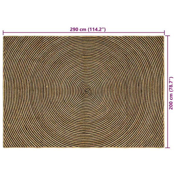 Alue Matto Luonnollinen ja musta 200 x 290 cm Juutti