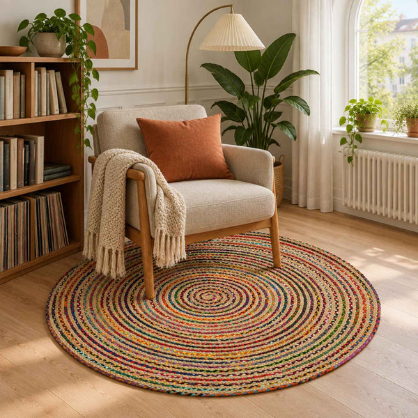 Alue Matto Monivärinen Ø 120 cm Juutti