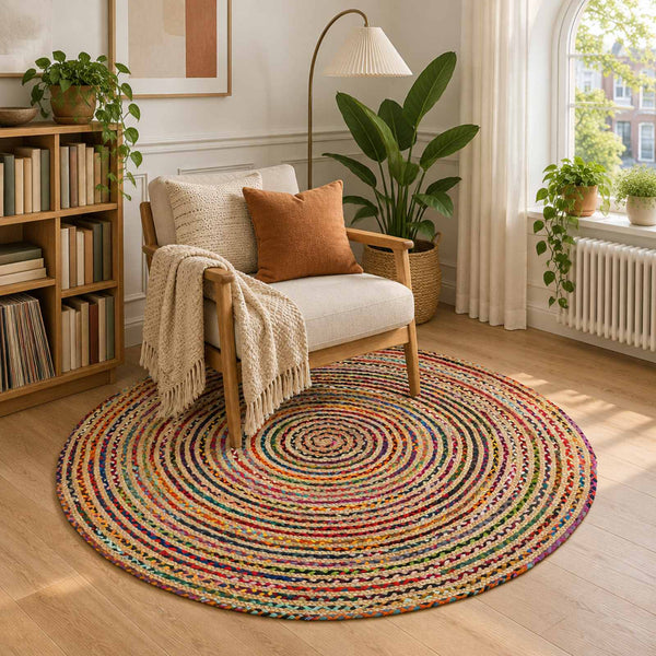 Alue Matto Monivärinen Ø 150 cm Juutti
