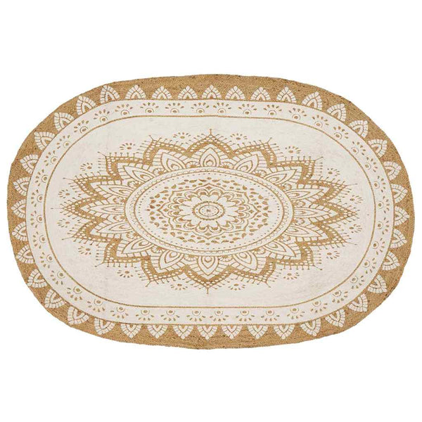 Alue Matto Luonnollinen valkoisella painatuksella 205 x 305 cm