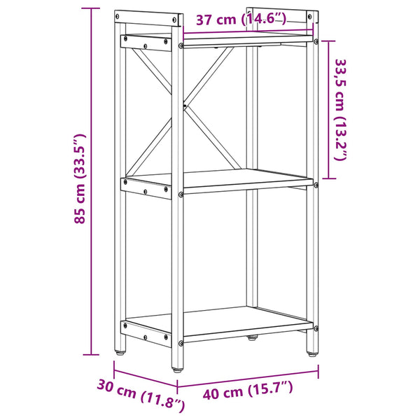 Kirjahylly 40 x 30 x 85 cm Tekninen puu Musta tammi.