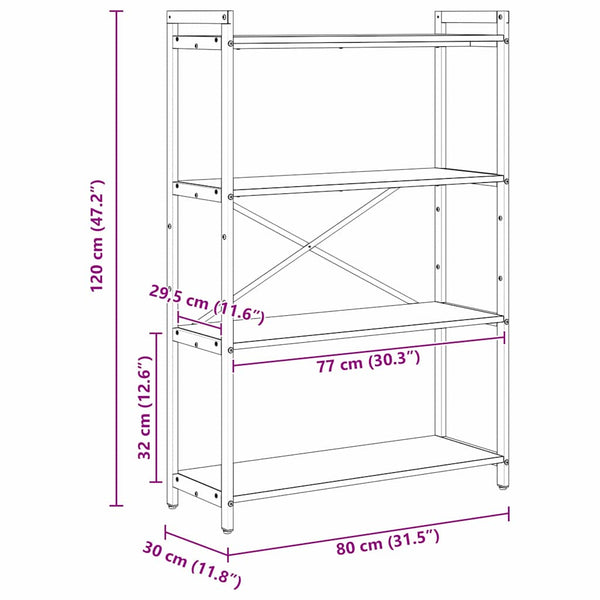 Kirjahylly 80 x 30 x 120 cm Tekninen puu Musta tammi.