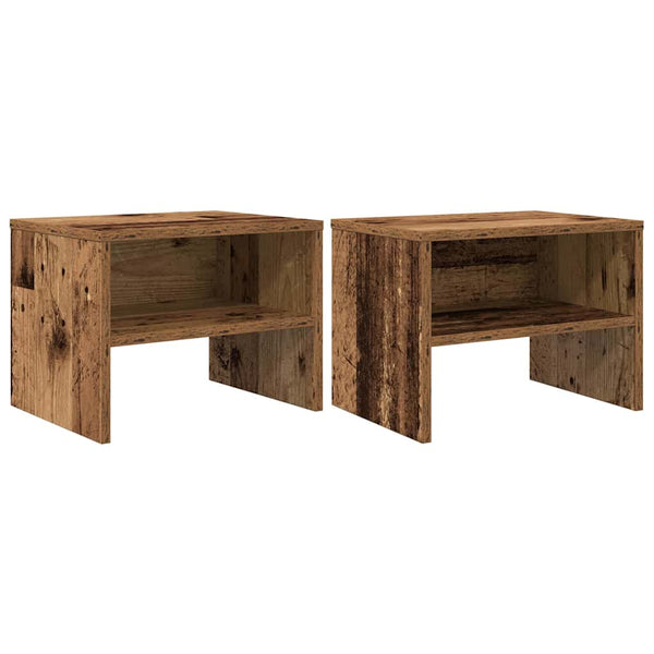 Yöpöytäkaappi 2 pcs Vanha puu 40 x 40 x 30 cm Tekninen puu