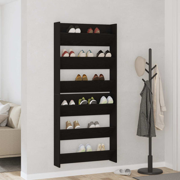 Kenkäkaappi 2 kpl 86 x 18 x 90 cm Tekninen puu Musta tammi