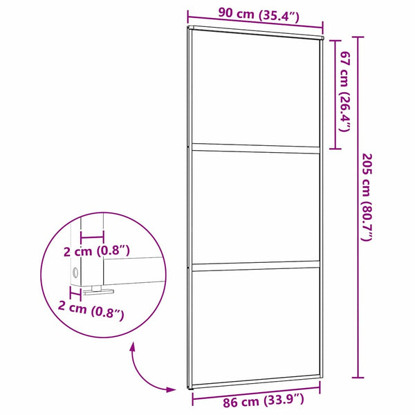 Lasiovi 90 x 2 x 205 cm Alumiini Musta