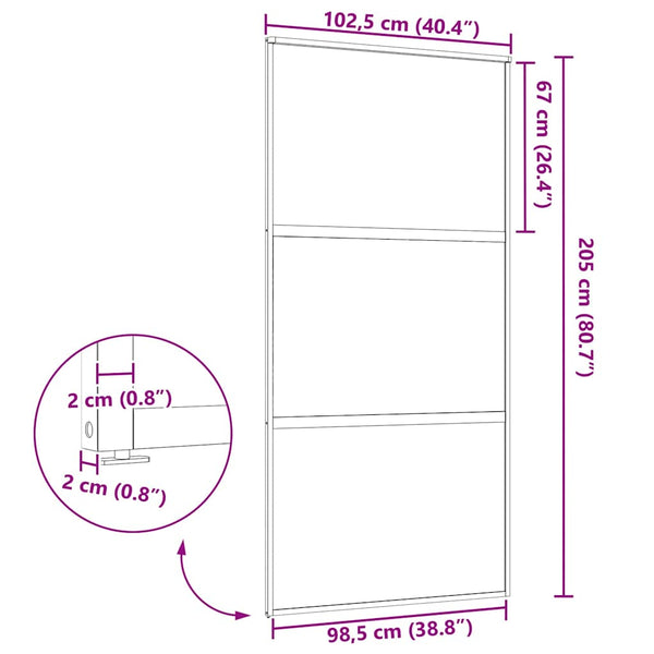 Lasiovi 102,5 x 2 x 205 cm Alumiini Musta
