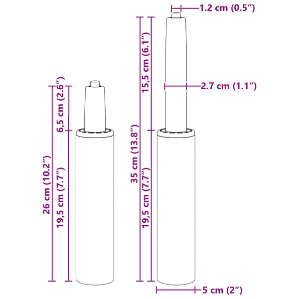 Toimistotuolin kaasusylinteri Musta 261-351 mm Rauta