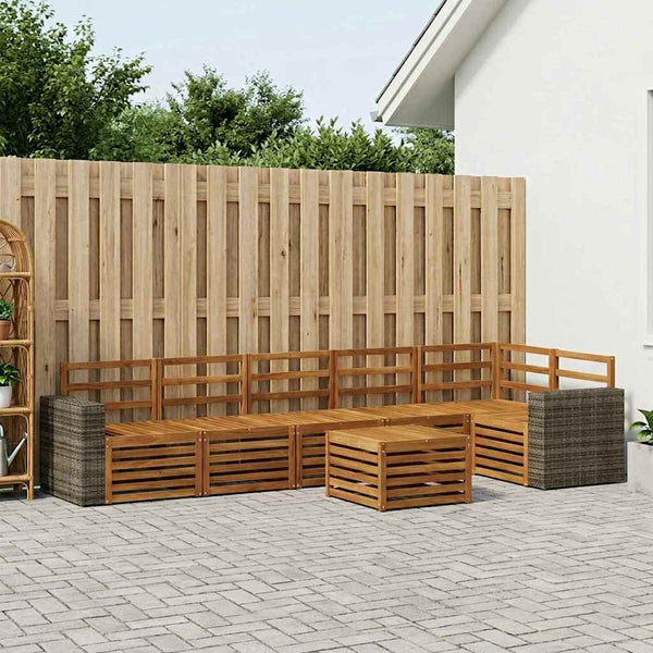 Ulkosohvakokoelma 7 kpl Luonnollinen Polyesteri