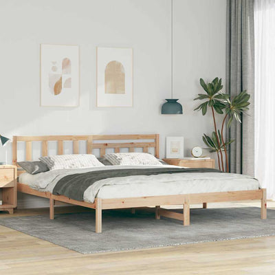 Sängyn runko päätyllä Ruskea 200 x 200 cm Täysi mänty