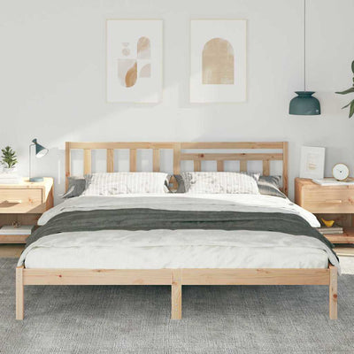 Sängyn runko päätyllä Ruskea 200 x 200 cm Täysi mänty