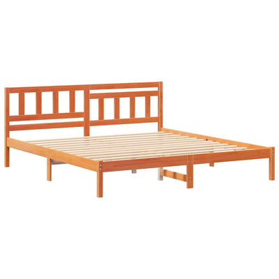 Sängyn runko päätyllä Vahanruskea 200 x 200 cm Täysi mänty