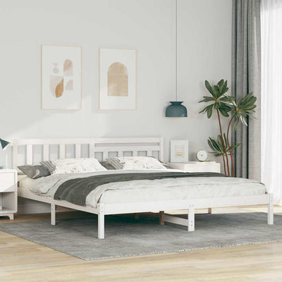 Sängyn runko päätyllä Valkoinen 6FT Super King Size Täysi mänty