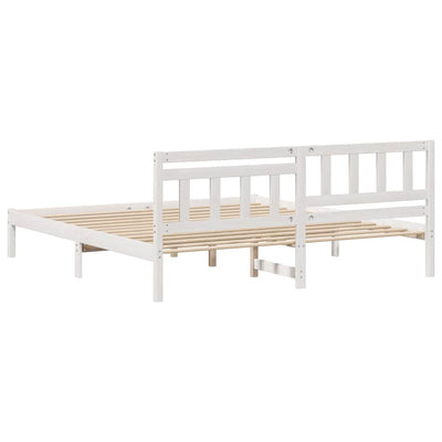Sängyn runko päätyllä Valkoinen 6FT Super King Size Täysi mänty