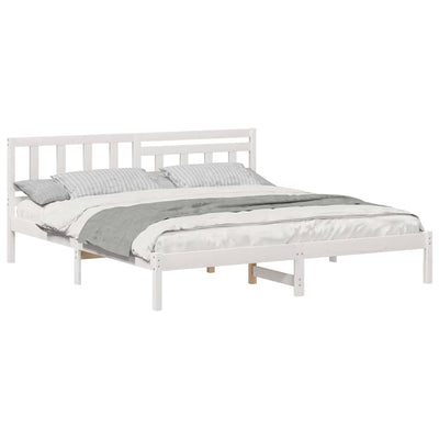 Sängyn runko päätyllä Valkoinen 6FT Super King Size Täysi mänty