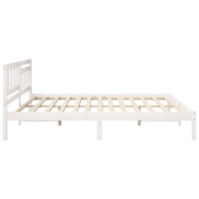 Sängyn runko päätyllä Valkoinen 6FT Super King Size Täysi mänty