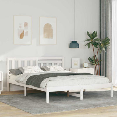 Sängyn runko päätyllä Valkoinen 5FT King Size Täysi mänty