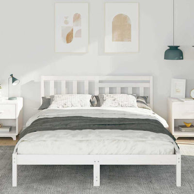 Sängyn runko päätyllä Valkoinen 5FT King Size Täysi mänty