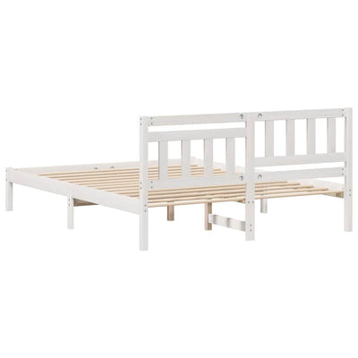 Sängyn runko päätyllä Valkoinen 5FT King Size Täysi mänty