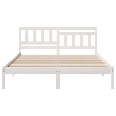 Sängyn runko päätyllä Valkoinen 5FT King Size Täysi mänty